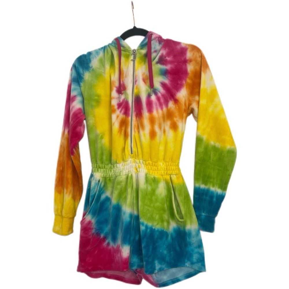 Vintage‎ Juicy Couture Women's Rainbow Long Sleeve Tie Dye Jumper Romper Size XS